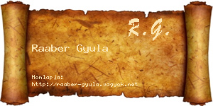 Raaber Gyula névjegykártya